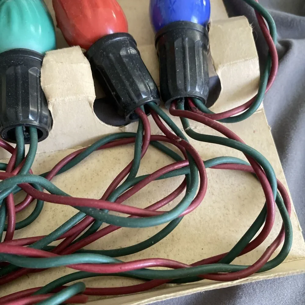 Vintage 2 Wire Christmas Tree Light Strand C-9 Sears-Roebuck Original Box